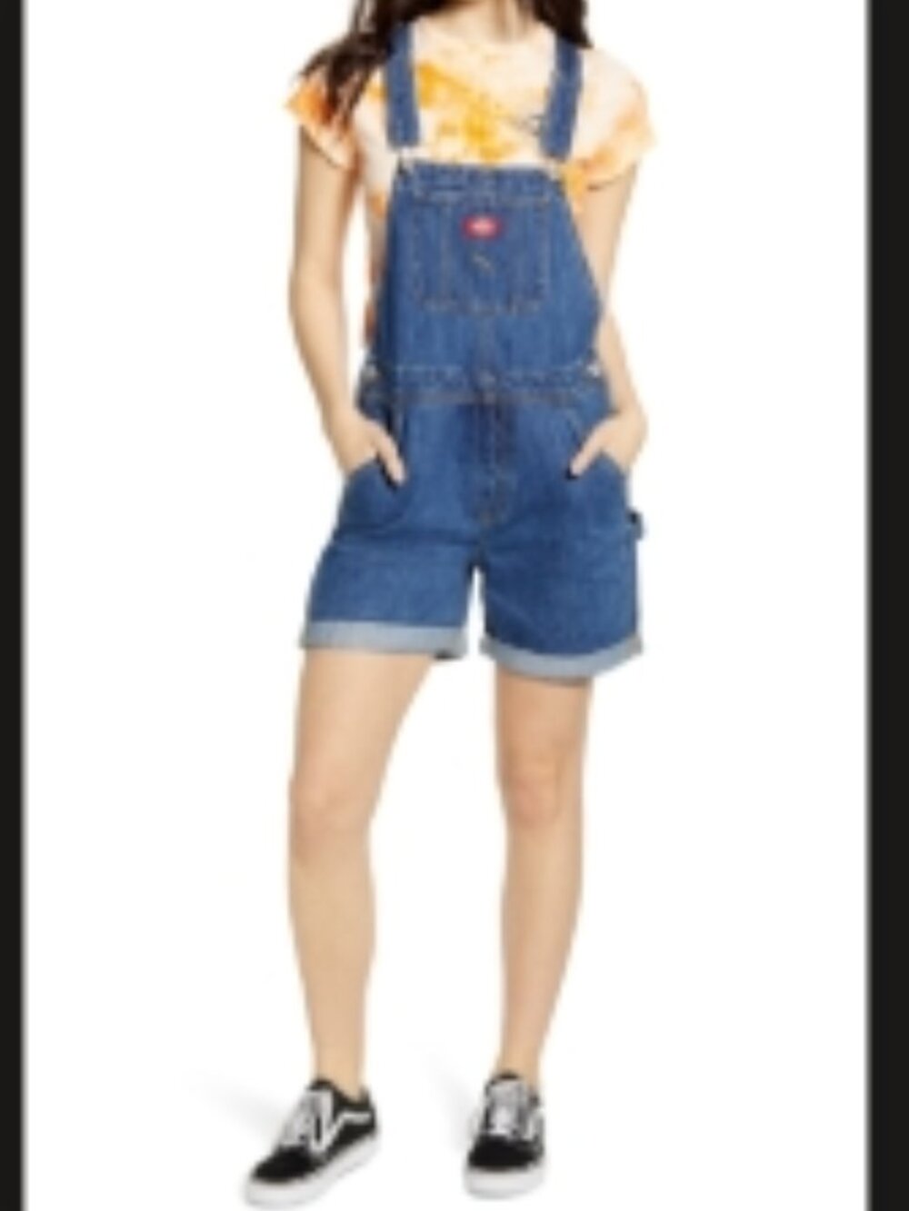 Dickies Girl Cuffed Denim Short Overalls